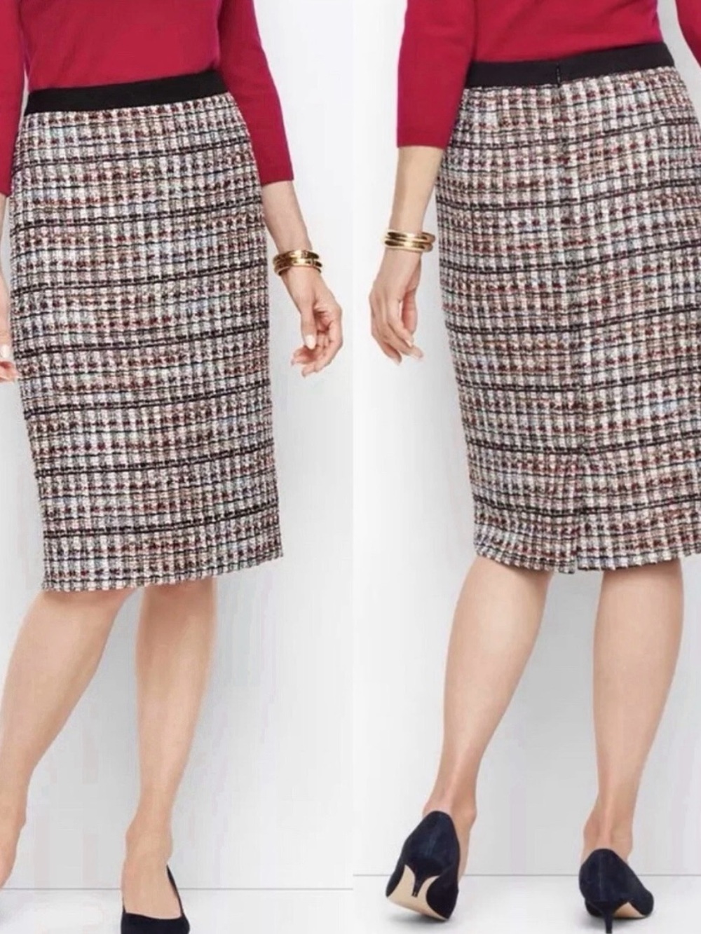 NWT Talbots Women's TWEED PENCIL SKIRT Multicolor Size 10P